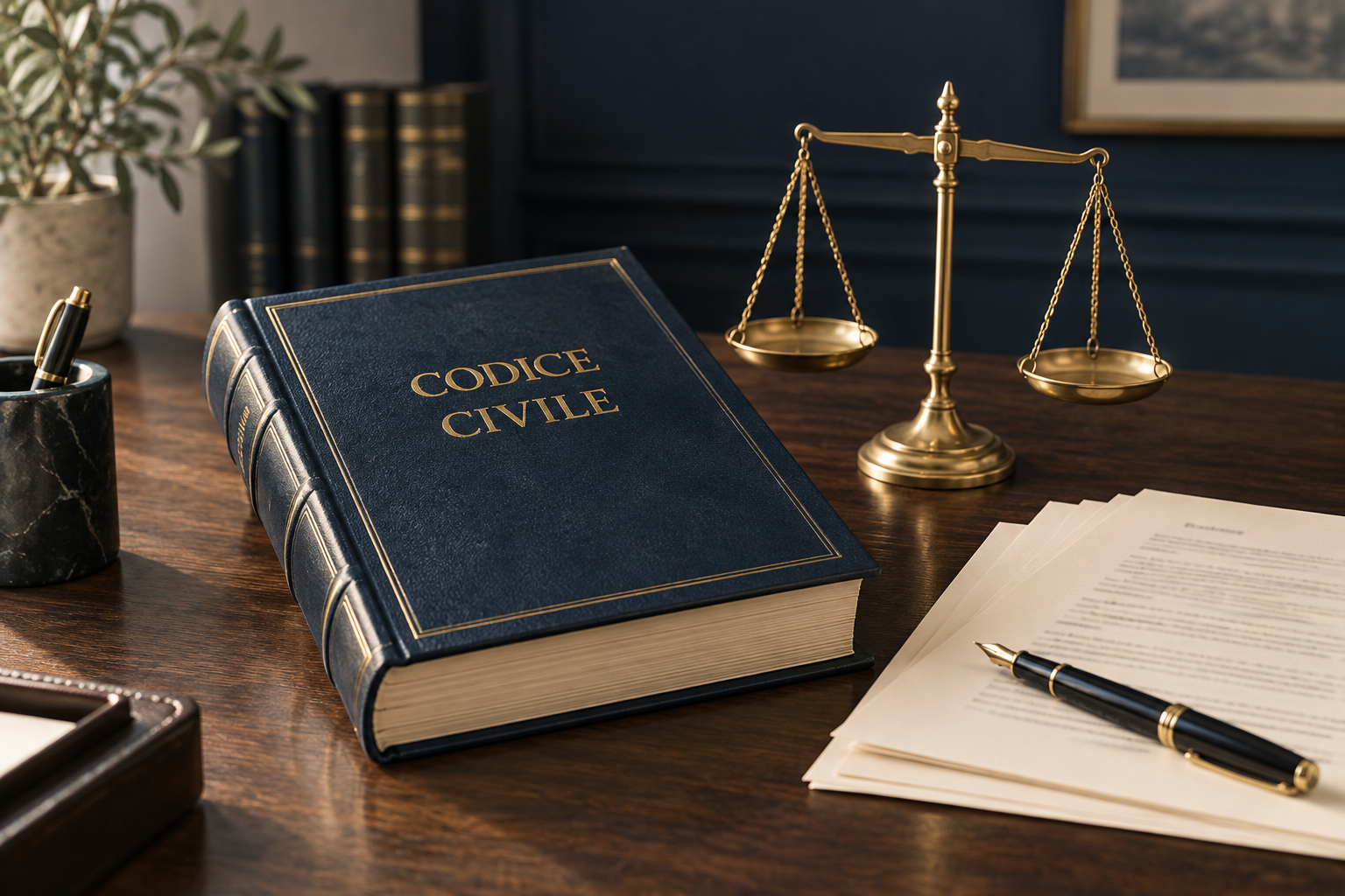 Codice civile, bilancia della giustizia e documenti